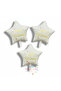 İstoç Happy Birthday Written Cream Color Star Foil Balloon 3 Pieces
