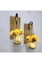 Wall Decoration, Led Lighted, Yellow Daisy Flowers, Oak Sconce Set of Two