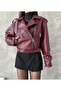 FAUX LEATHER CROPPED BIKER JACKET - 5