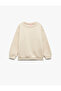 Raised Long Sleeve Basic Crew Neck Sweatshirt