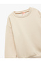 Raised Long Sleeve Basic Crew Neck Sweatshirt - 3