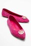 Veonita Women's Genuine Leather Ballet Flats Fuchsia Suede Color-Match Leather Lining
