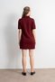 Women's Polo Neck Zippered Knit Mini Dress - Burgundy - 7