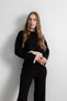 Women's Knitwear Striped Crop Top and Bottom Set – Black-Cream - 6