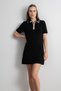 Women's Polo Neck Zippered Knit Mini Dress - Black - 4