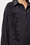 Beaded Embroidered Oversize Woven Shirt Lrg0050 Black - 4