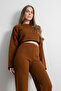 Women's Knitwear Striped Crop Top and Bottom Set – Cinnamon - 5