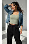 Khaki Short Sleeve Lace Detailed Camisole Body T-Shirt - 2