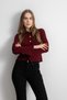 Crew Neck Buttoned Spanish Sleeve Knitwear Cardigan - Burgundy - 2