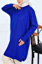 Mercerized Tunic with Patterned Sleeves K5012 Cobalt Blue - 3