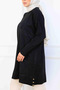 Mercedized Tunic with Patterned Sleeves K5012 Black - 2
