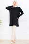 Mercedized Tunic with Patterned Sleeves K5012 Black