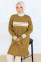 Striped Detailed Mercerized Tunic K5020 Oil Green - 3