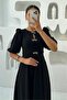 Women's Bow Watermelon Sleeve Midi Knitted Dress Dpmy3578