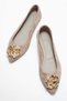 Torselel Women's Genuine Leather Stone Detailed Ballet Flats Mink Suede Color-Match Leather Lining - 7