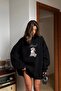Women's Oversize Sweatshirt Dress Blessed Bunny Printed Black – Crew Neck, 3 Thread Fleece - 3