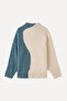 Women's Blue Loose Fit High Neck Color Gradient Sweater - 5