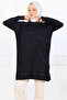 Mercedized Tunic with Patterned Sleeves K5012 Black - 3