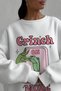Women's Oversize Sweatshirt Dress Grinch Mode Printed White – Crew Neck, 3 Thread Fleece - 3