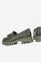 Women's Green Genuine Natural Leather Size 36-41 Tassled Loafer Shoes - 5