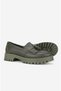 Women's Green Genuine Natural Leather Size 36-41 Tassled Loafer Shoes - 3