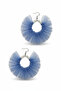 Women's Silver Color Hoop Dangle Earrings – Tulle Fabric Pearl Design - 4