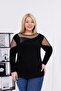 Plus Size Tulle Detailed Strawberry Fabric Blouse - 3