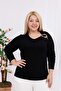 Plus Size Buckle Detailed Lycra Strawberry Fabric Blouse - 8