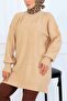 Patterned Knitwear Tunic K6003 Beige - 3