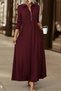 Polo Neck Zipper Detail Long Sleeve Maxi Dress - Burgundy - 4