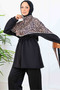 Leopard Patterned Scuba Double Suit N5357 Mink - 4