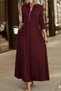 Polo Neck Zipper Detail Long Sleeve Maxi Dress - Burgundy