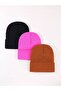 Unisex Folded Black, White, Gray 3-Piece Beret Set - 3