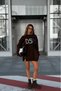 Women's Oversize Sweatshirt Dress Color Pop Printed Brown – Crew Neck, 3 Thread Raised Fleece - 3
