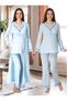 Women's Blue Special Design Cotton Maternity Pajamas Set 3-Piece Set