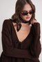 6955 Women's Ruffled Knit Sweater Brown - 4