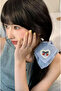 Cherry Figure Embroidered Denim Hair Clip