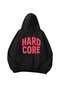 سويت شيرت هوديي أسود كبير الحجم مطبوع عليه Hard Core للجنسين