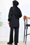 Stripe Detailed Scuba Double Suit N5347 Black - 4