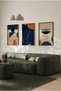 Natural Wood Framed Set of 3 Paintings - Modern Living Room Wall Decor Huhu101 - Set of Three Paintings Natural Wood Frame