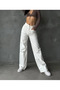 White Women's Jean Pants Pure White Loose Extra Beautiful Pants-1 - 3