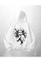 White Unisex Angel with Gun Printed Oversize Hoodie Sweatshirt