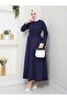 Women's Standard Collar Buttoned Fixed Belted Loose Sleeve Hijab Dress - 4