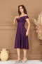 Boat Neck Midi Dress - Eggplant Purple - 6