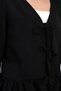 Women's Black Front Tie Blouse with Ruffled Hem and Elasticated Sleeves Arm-26K001019 - 3