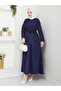 Women's Standard Collar Buttoned Fixed Belted Loose Sleeve Hijab Dress