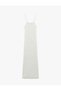 Bürümcük Fabric Slim Fit Slit Detail Backless Halter Neck Long Dress