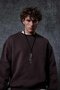 Men's Oversize Crew Neck Basic Sweatshirt Brown - 4