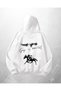 White Unisex Horse Ataturk Signature Printed Oversize Hoodie Sweatshirt