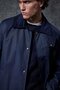 Men's Relax Fit Velvet Collar Detailed Long Trench Coat Navy Blue - 5